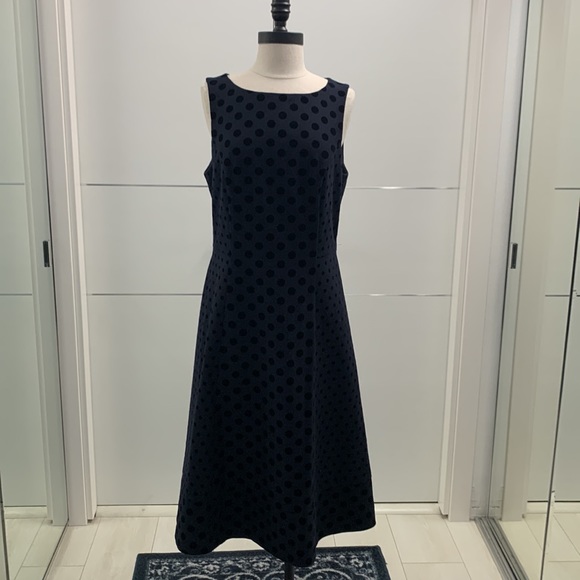 Boden NWOT Navy Wool Velvet Polka Dot Dress size 10R - Picture 6 of 17